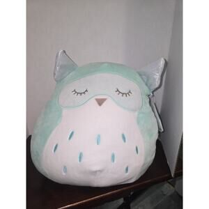 Squishmallow Lida the Sleeping Owl 12" Plush Kellytoy Teal/White EUC